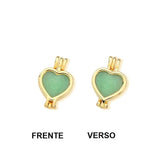 COMBO RELICÁRIO SETE PEDRAS FORMATO EM CORAÇÃO FOLHEADO A OURO
